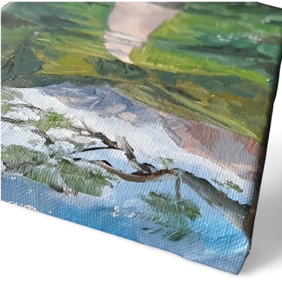 Mountain spring, Original Landscape Painting, 5x7 Mini Art - Picture 9 of 14